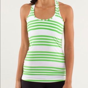 lululemon Cool Racerback I Tank Size 4 Green/White